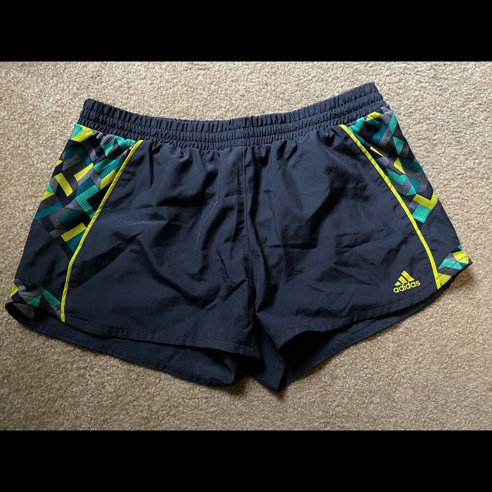 Like New Blue & Neon Green Adidas Climalite Athletic Shorts